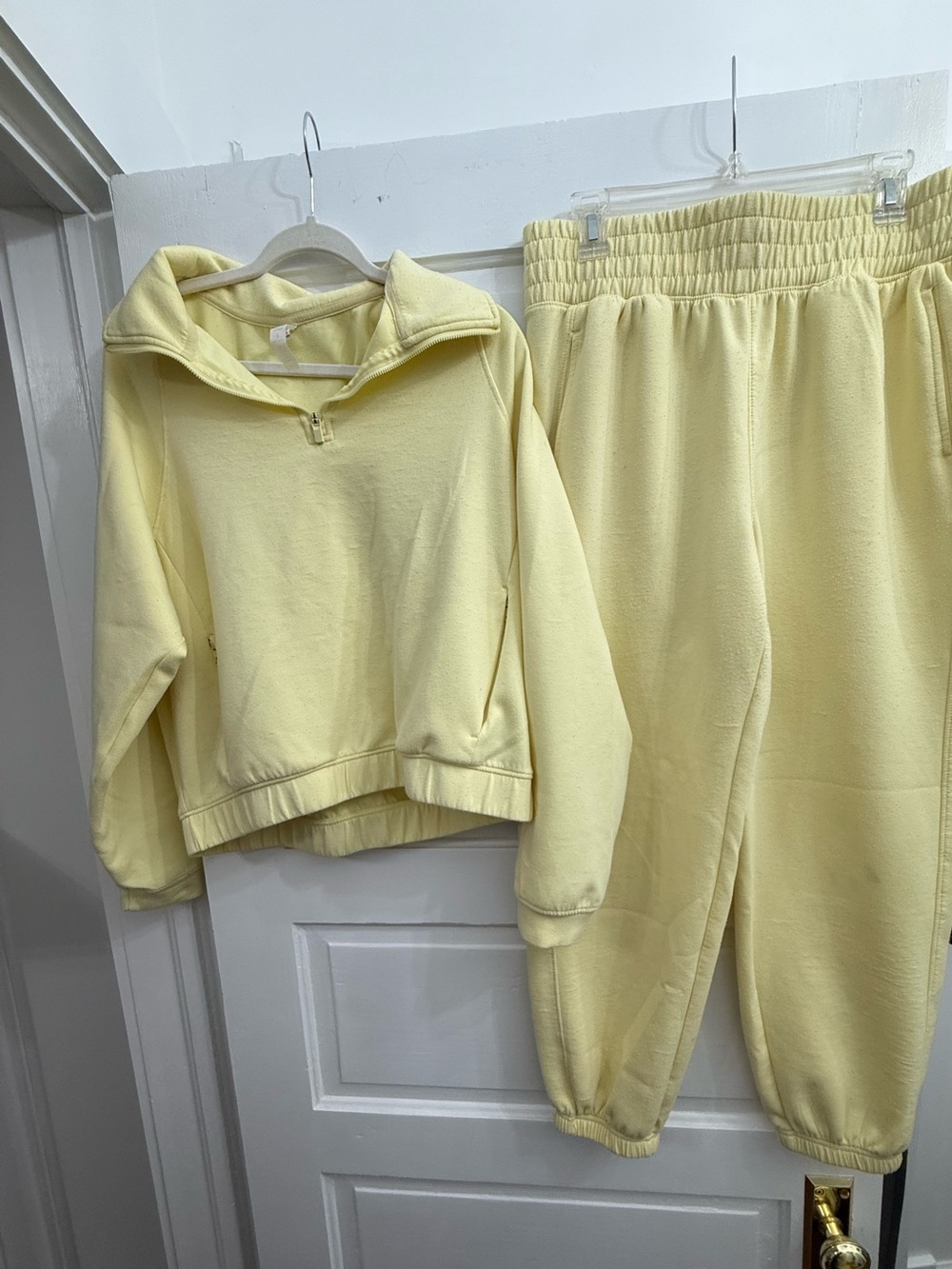 Yogalicious Pale Yellow Half-Zip Sweatshirt & Joggers Set